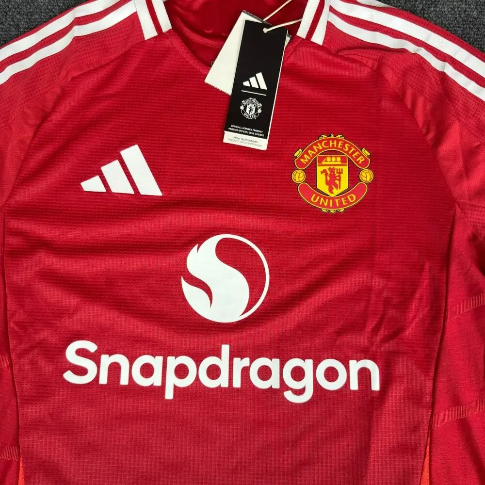 Mens M - Manchester United 24/25 Long Sleeve‎ Home Authentic Jersey Red Slim